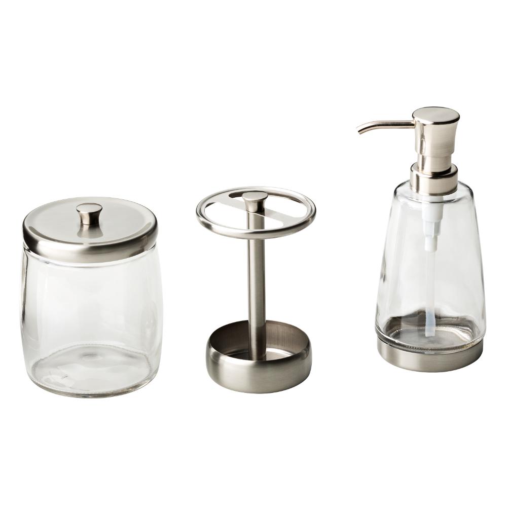 Delta 3-Piece Bathroom Countertop Accessory Kit with Soap Pump, Toothbrush Holder and Apothecary Jar in Brushed Nickel