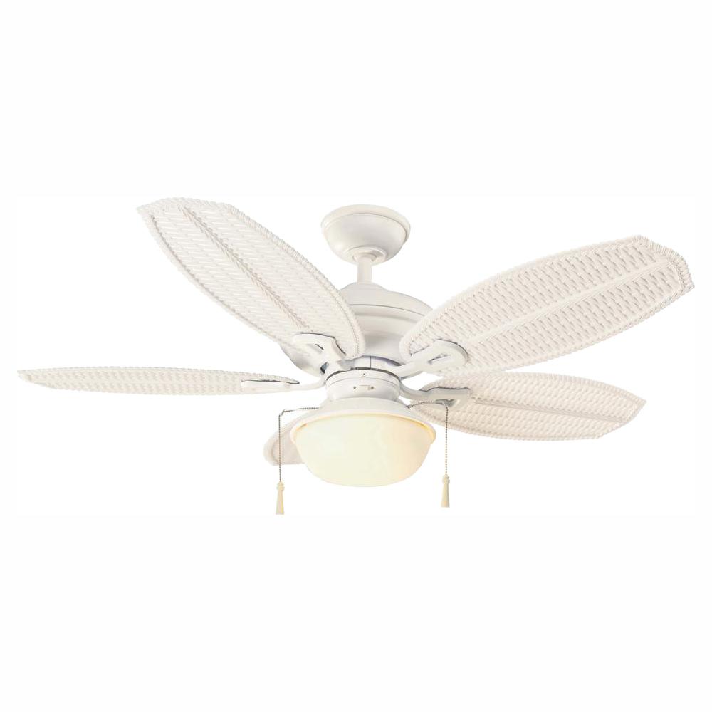 Hampton Bay Palm Beach Iii 48 In Led Indoor Outdoor Matte White Ceiling Fan With Light Kit
