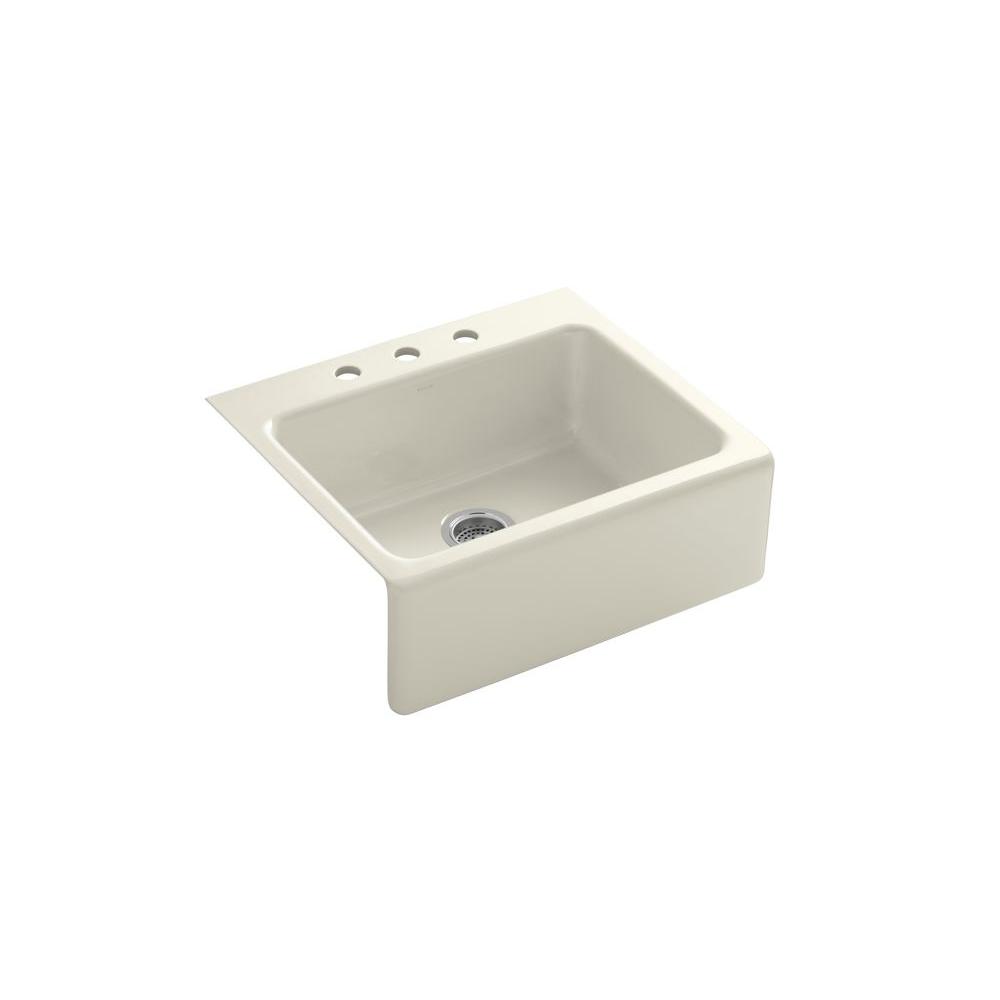 Kohler Alcott Tile In Fireclay 25 3 Hole Single Basin Kitchen Kohler Alcott Tile In Fireclay 25 3 Hole Single Basin Kitchen Sink