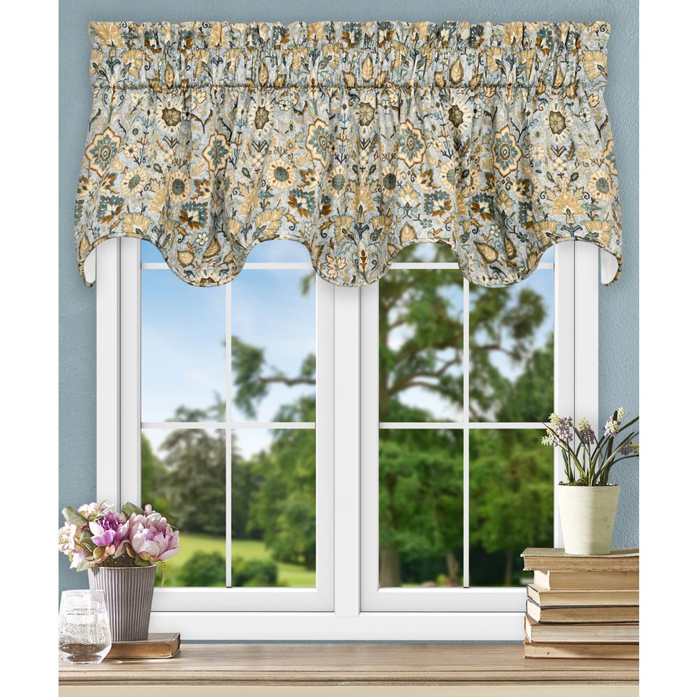 Adelle 17 In L Cotton Lined Scallop Valance In Nile 730462128348