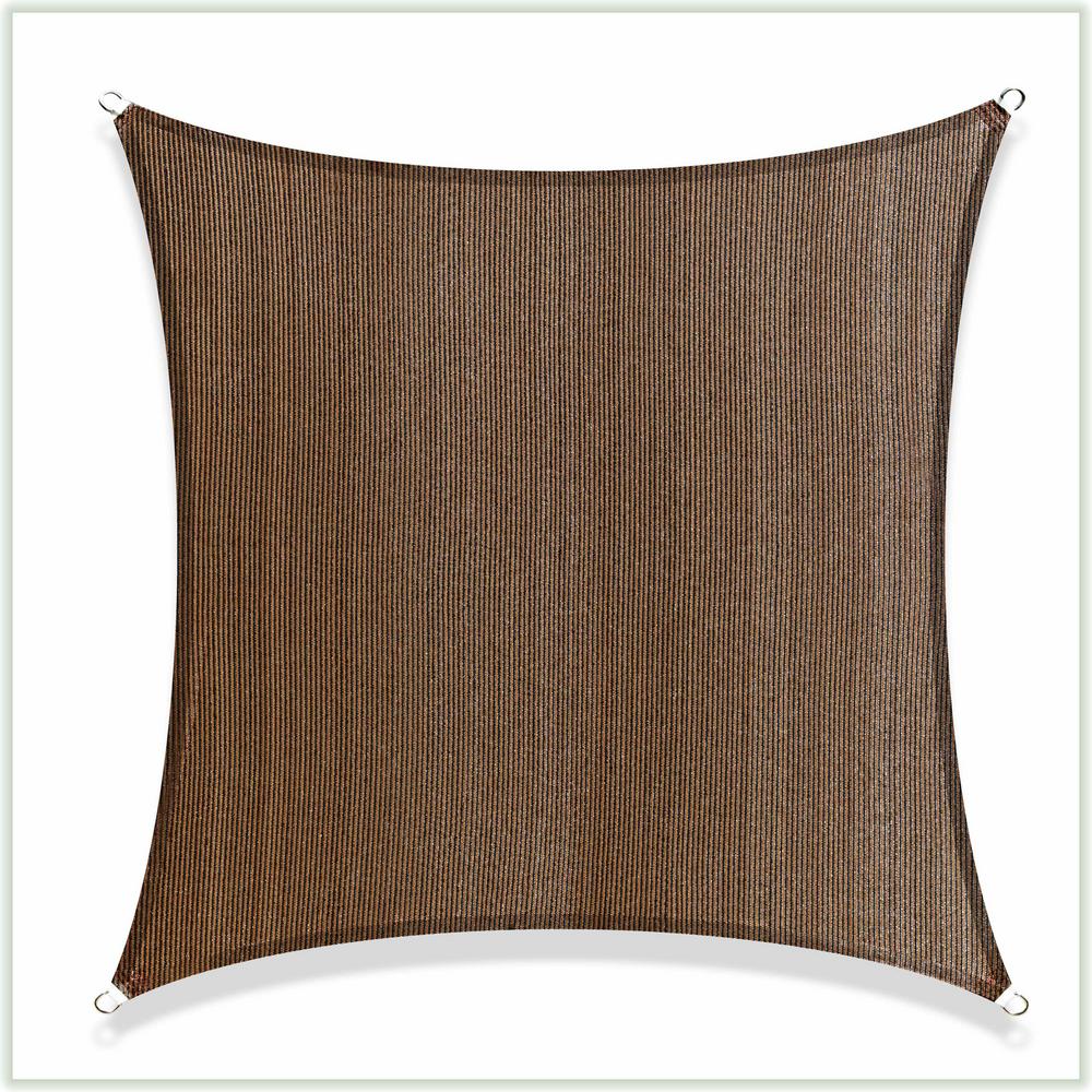 COLOURTREE 12 ft. x 12 ft. 190 GSM Brown Square Sun Shade Sail Screen