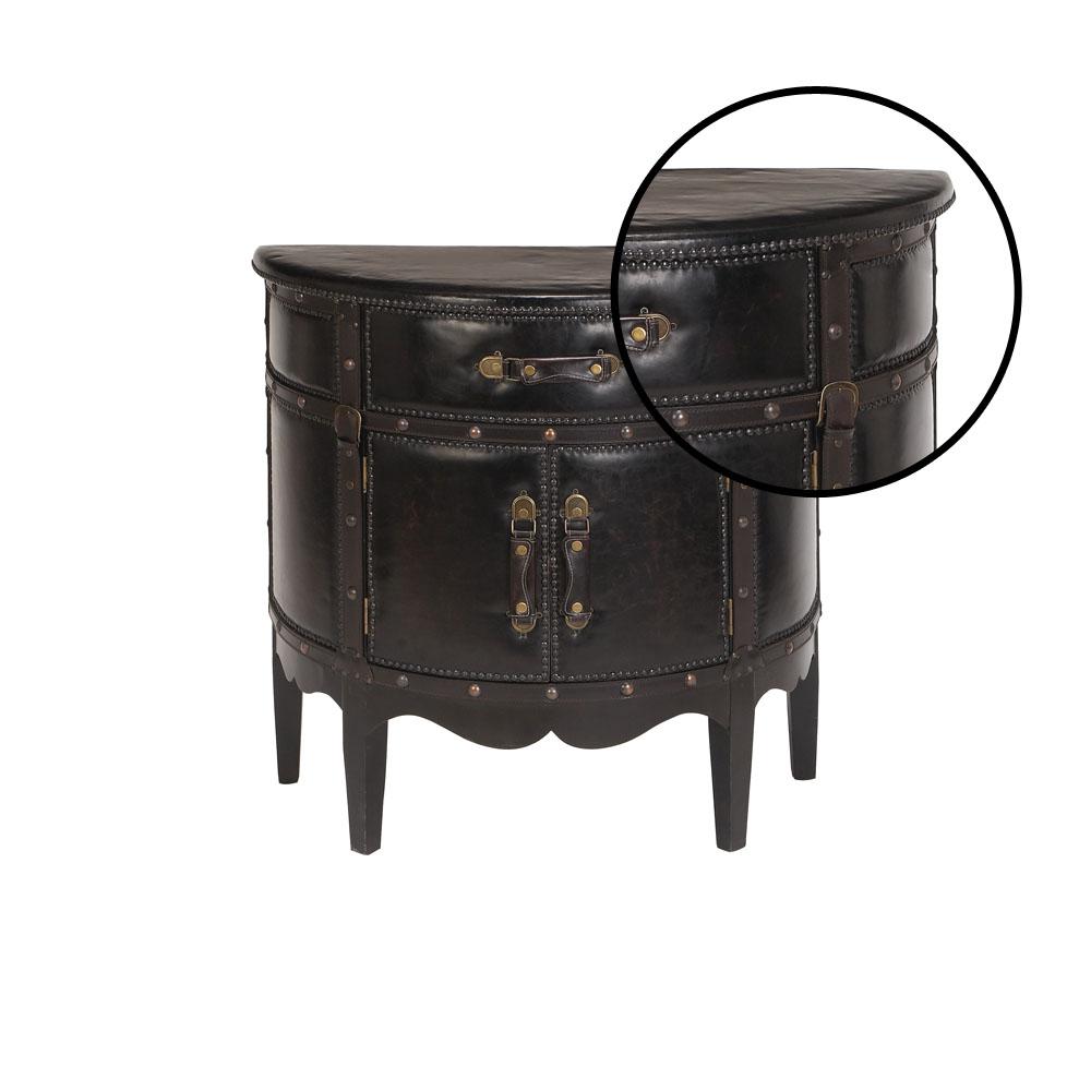 Litton Lane Dark Espresso Faux Leather Old World Wooden Cabinet