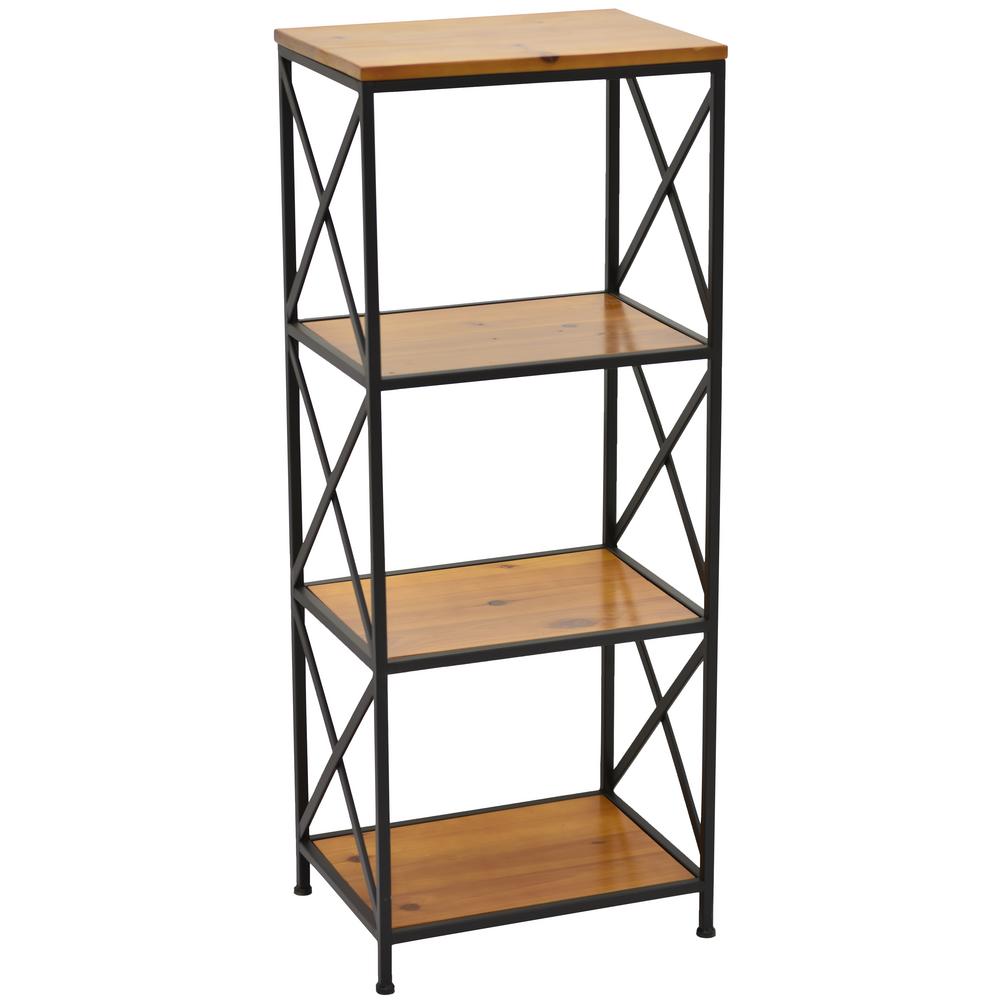 Three Hands Bookcases Home Office Furniture The Depot 15 5 X 11 39 Black Metal With Wood Book Shelf