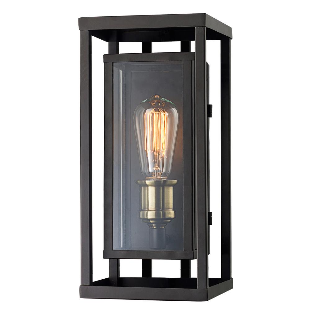 Monteaux Lighting Retro 1 Light Oil Rubbed Bronze And Antique Br Outdoor Wall Lantern Sconce