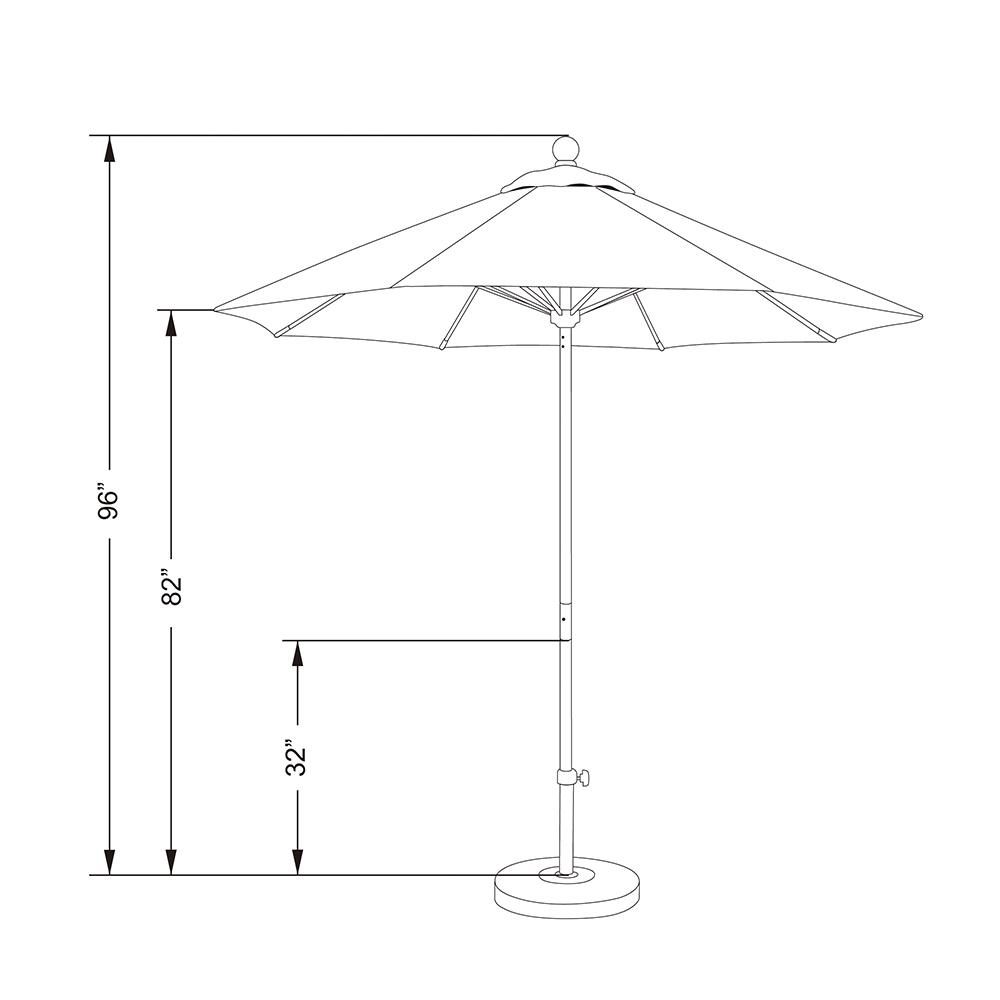 California Umbrella 7 5 Ft Matted White Aluminum Market Push Lift Patio Umbrella In Iris Sunbrella Alto758170 57002 The Home Depot