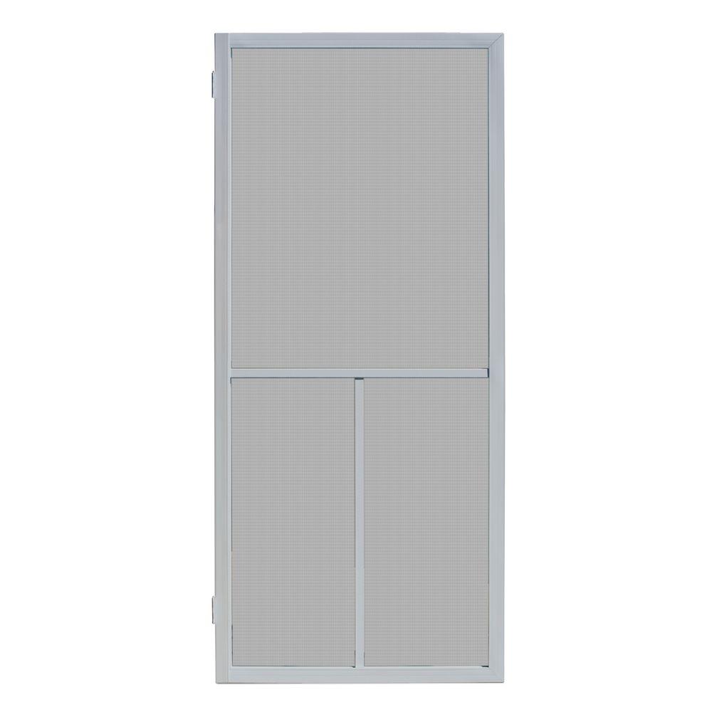 Unique Home Designs 32 In X 80 In Ventura Grey Outswing Metal Hinged   Powder Coat Grey Unique Home Designs Screen Doors Ishm400032gry 64 1000 