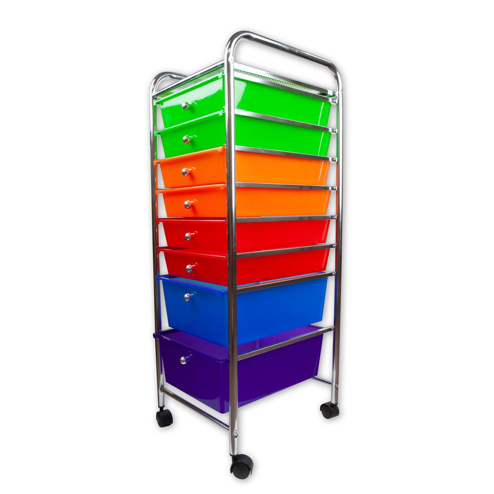 Rod Desyne Steel Rolling Storage Cart With 8 Plastic Drawers