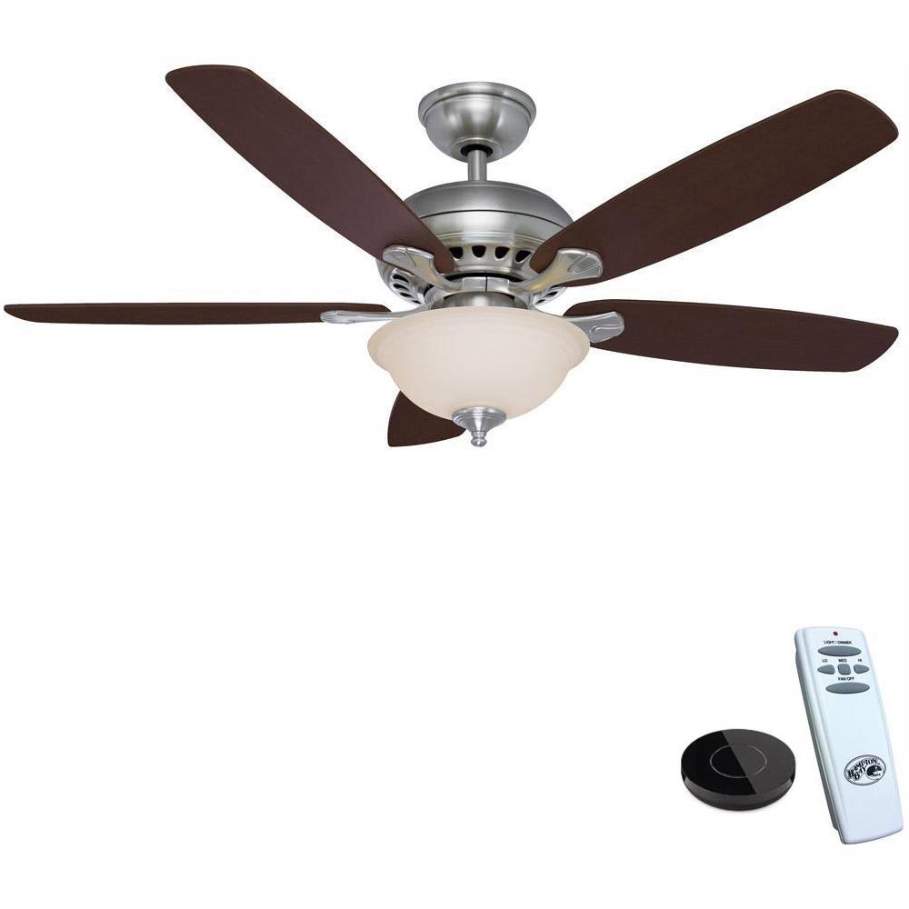 Hampton Bay Southwind 52 In Led Brushed Nickel Ceiling Fan With Light Kit Works Google Assistant And Alexa