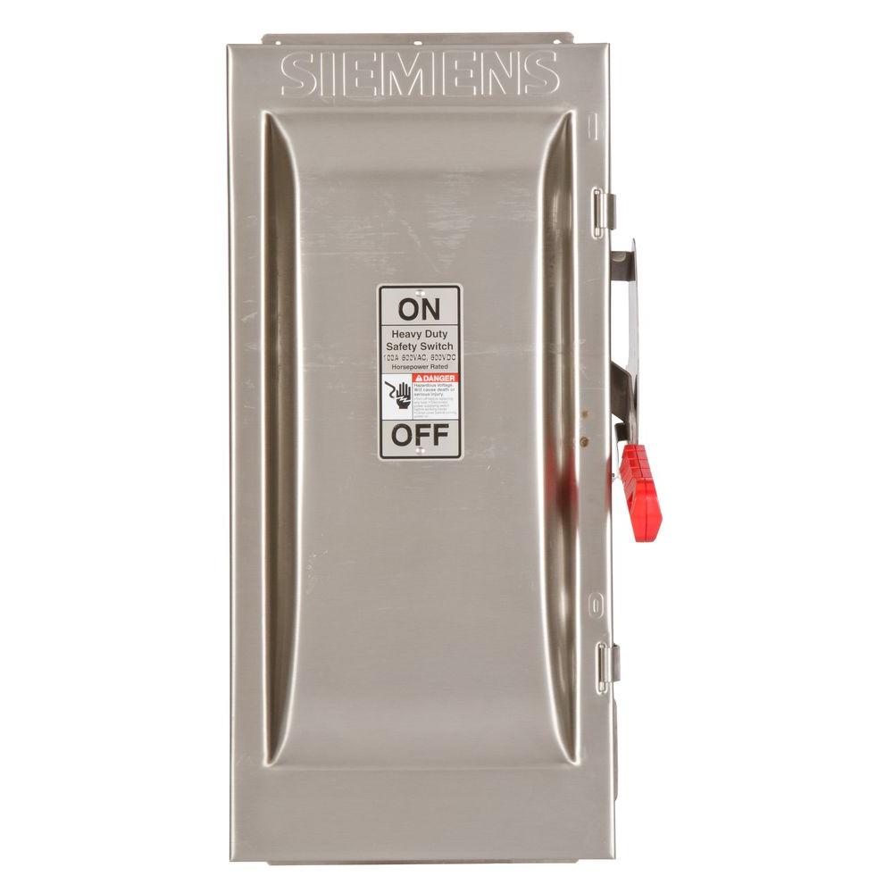 Siemens Heavy Duty 100 Amp 600Volt 3Pole Type 4X NonFusible Safety