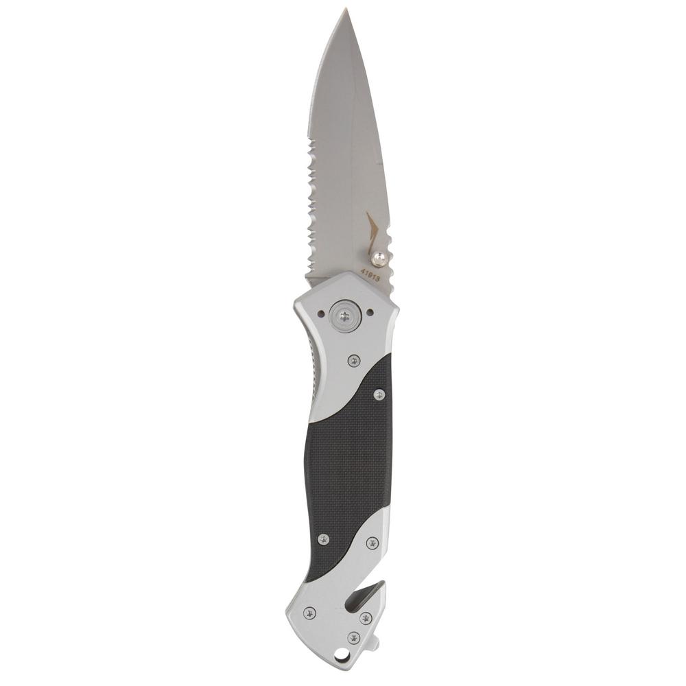 Boundary 3 3 In Stainless Steel Partially Serrated Drop Point Folding Knife 41913 The Home Depot