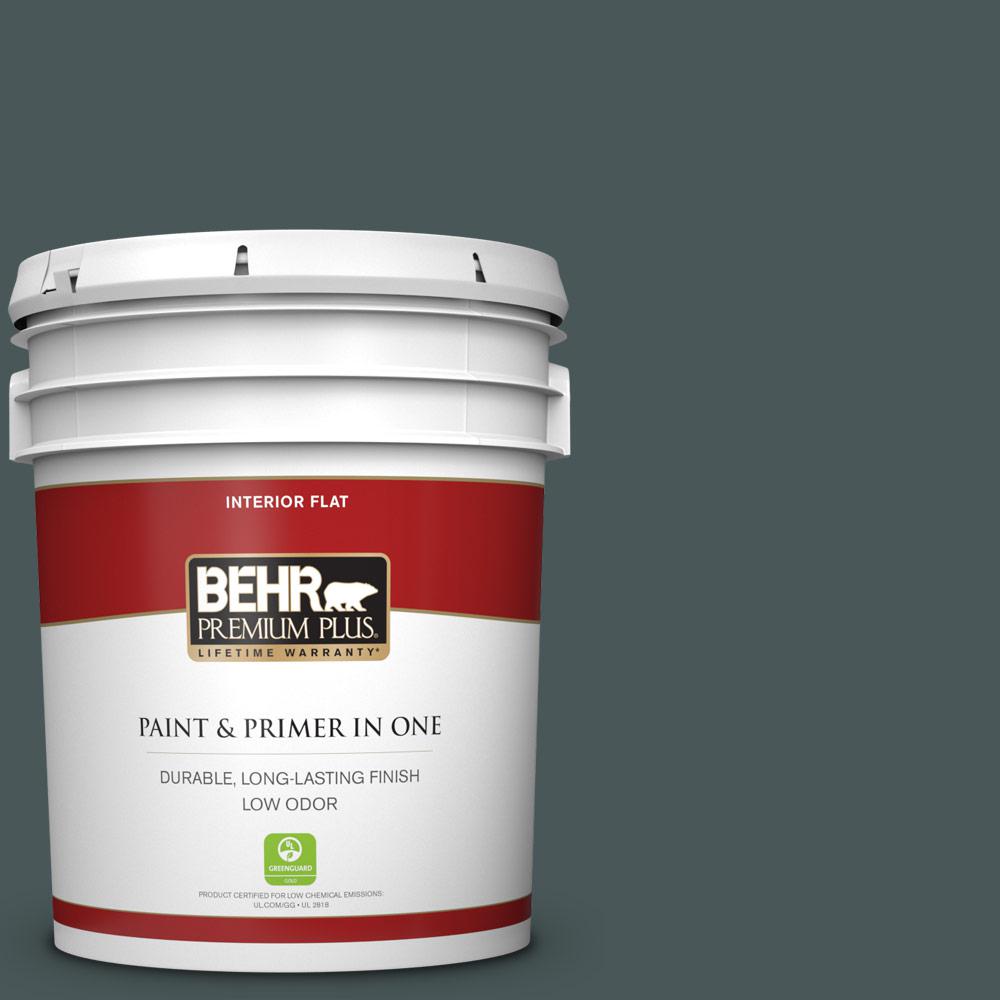 BEHR Premium Plus 5 gal. N4407 Midnight in NY Flat Low Odor Interior Paint and Primer in One