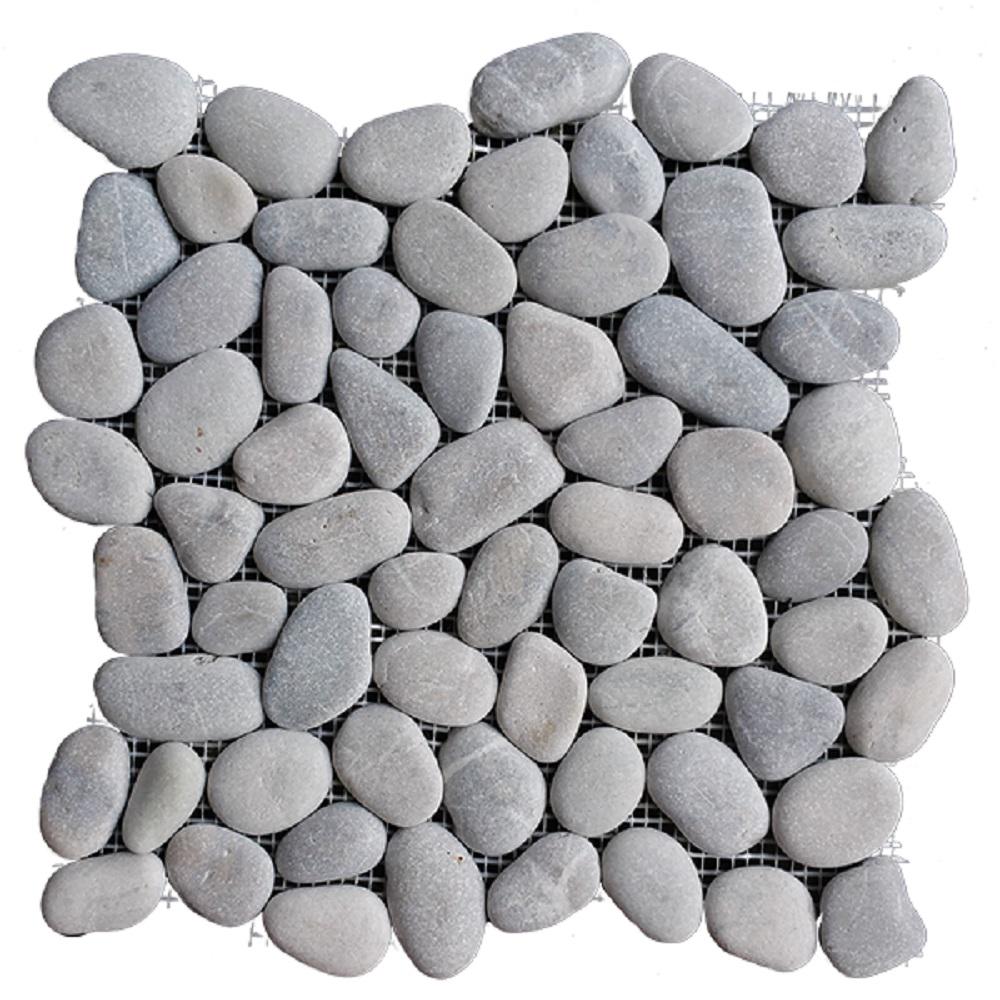 Gray Fireplace Pebble Tile Natural Stone Tile The Home Depot