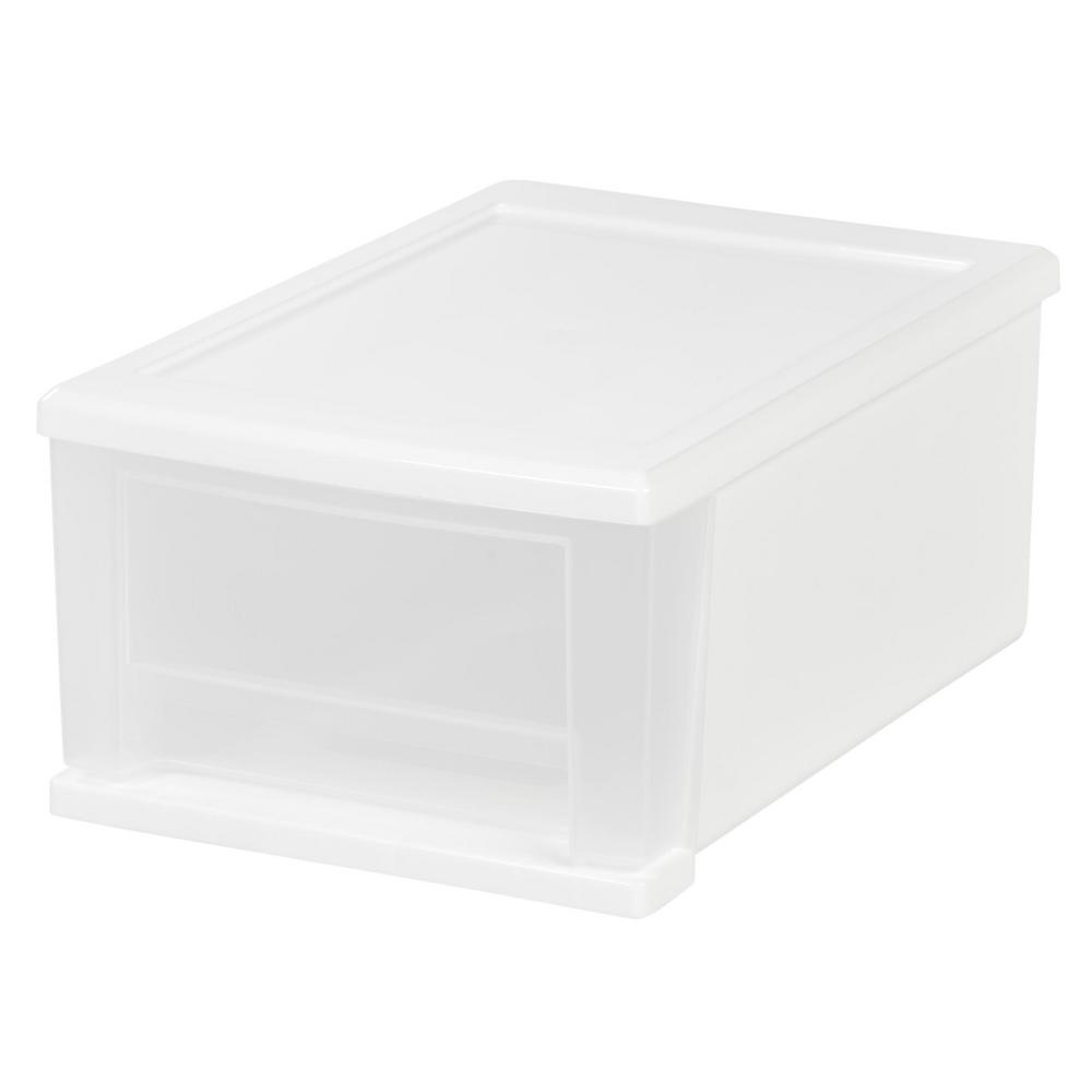 IRIS 7 Qt. Stacking Storage Bin in White-129800 - The Home Depot