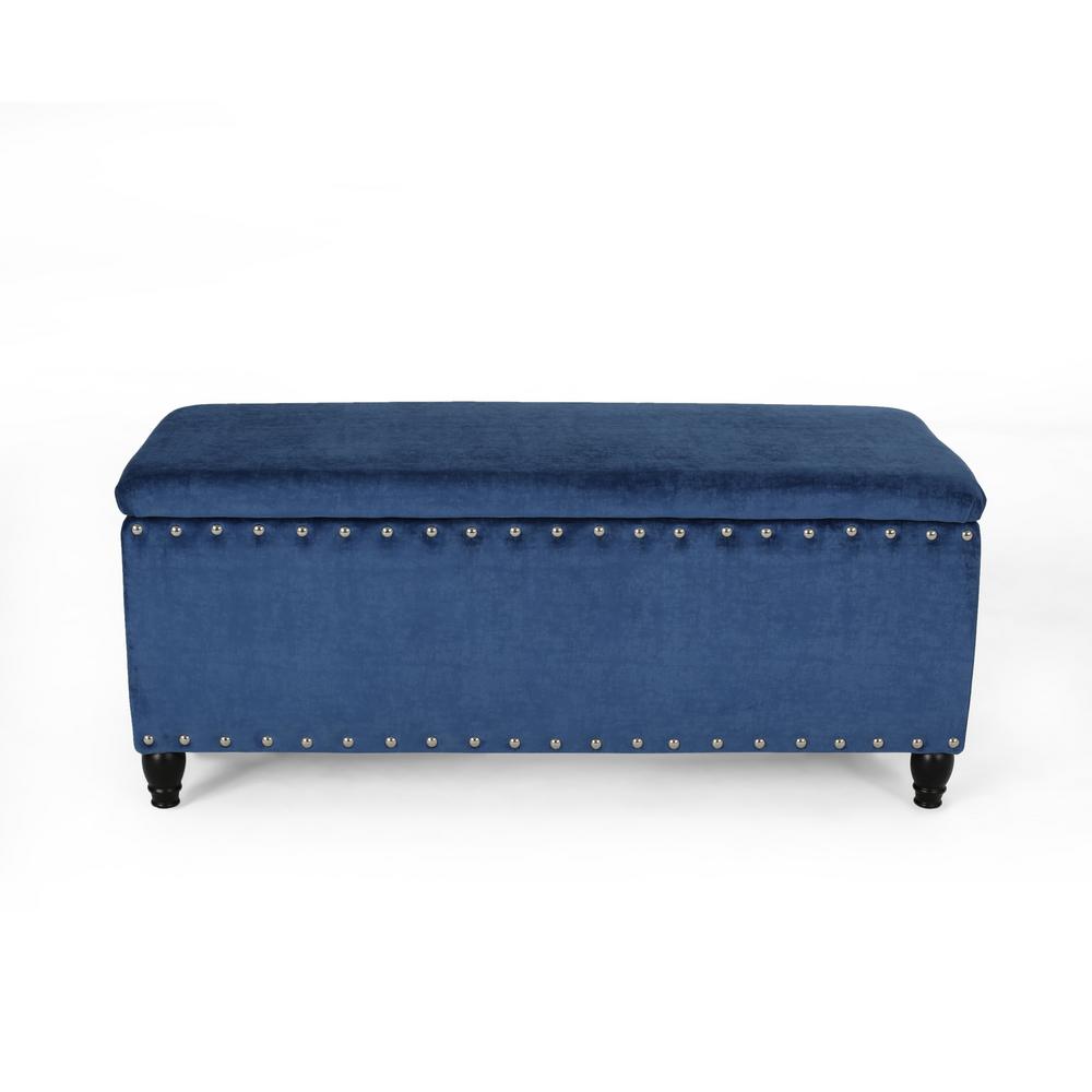 Unbranded Brantwood Navy Blue and Dark Brown Finish Studded Fabric ...