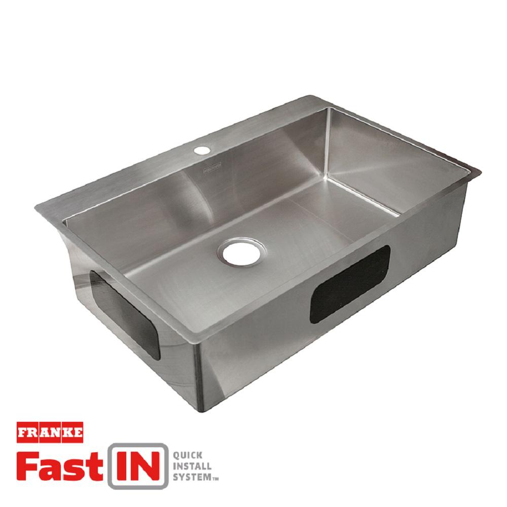 Franke Vector Dual Mount Stainless Steel 33 5 In 2 Hole Single Bowl Kitchen Sink In Satin Stainless Steel