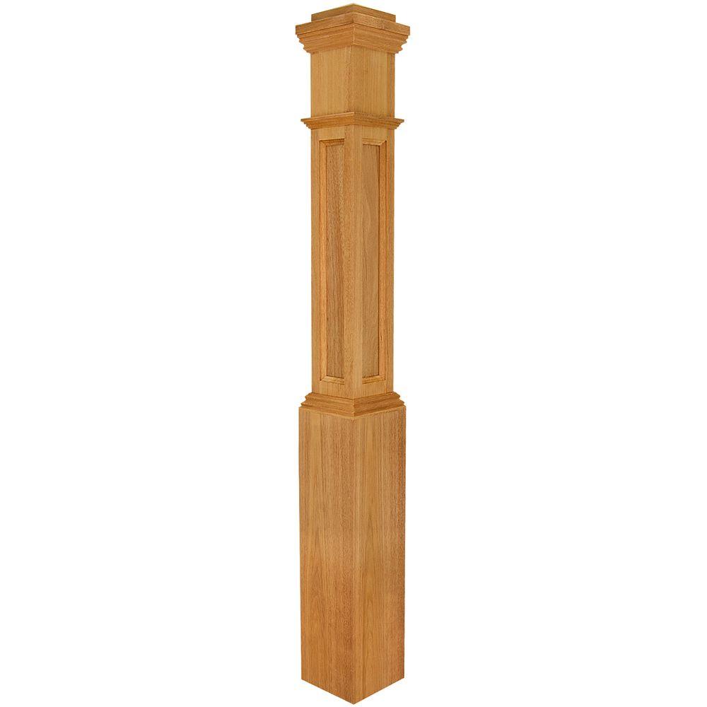 Stair Parts 4093 55 in. x 61/4 in. Mahogany Flat Panel Box Newel Post