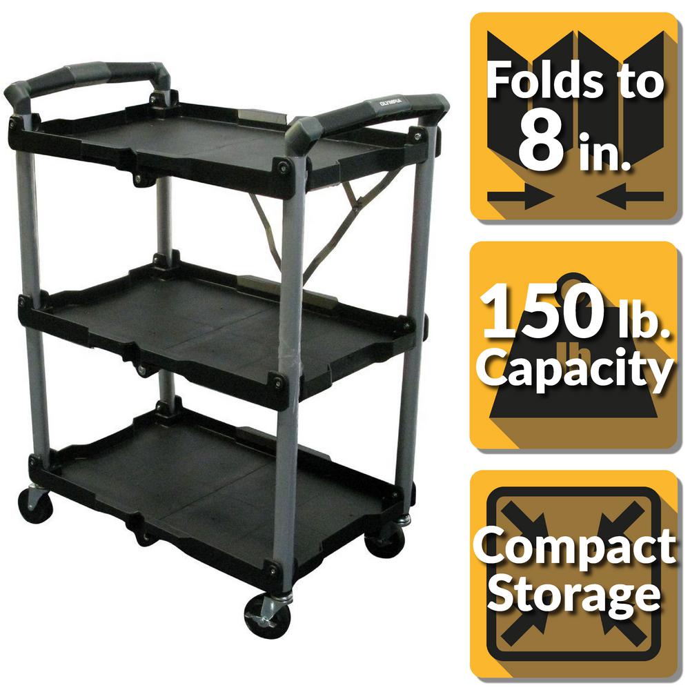 Olympia Tools 85-188 Pack n Roll Collapsible Storage Service Cart with Wheels