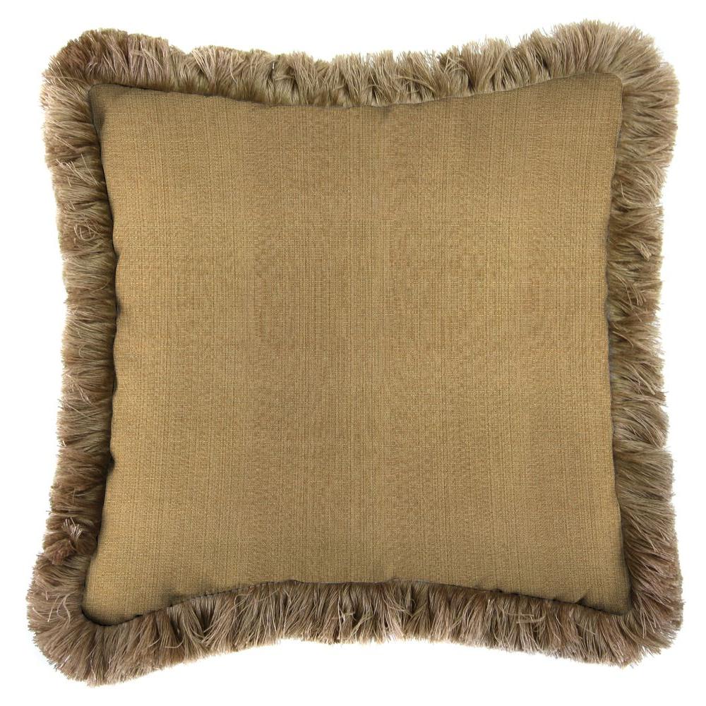 Jordan Manufacturing Sunbrella Linen Straw Square Outdoor Throw Pillow