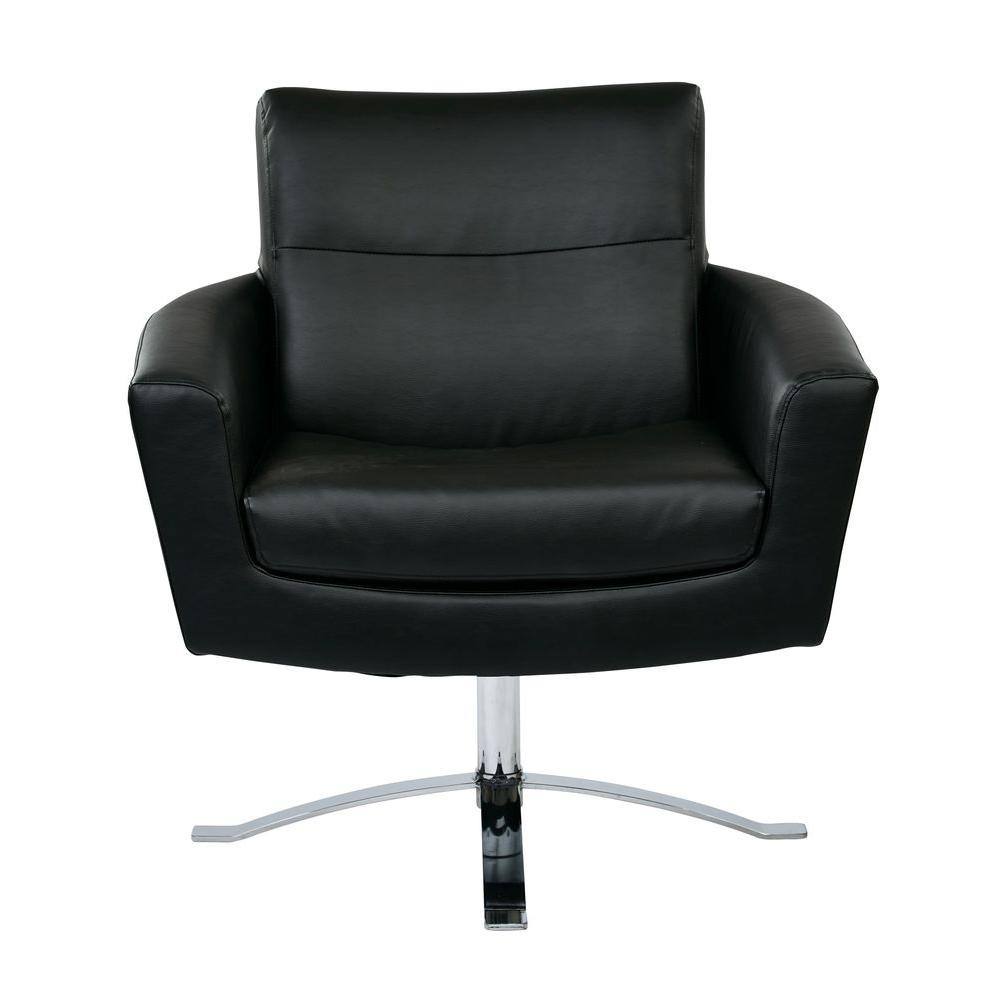 Home Styles Beau Brown Faux Leather Arm Chair With Ottoman