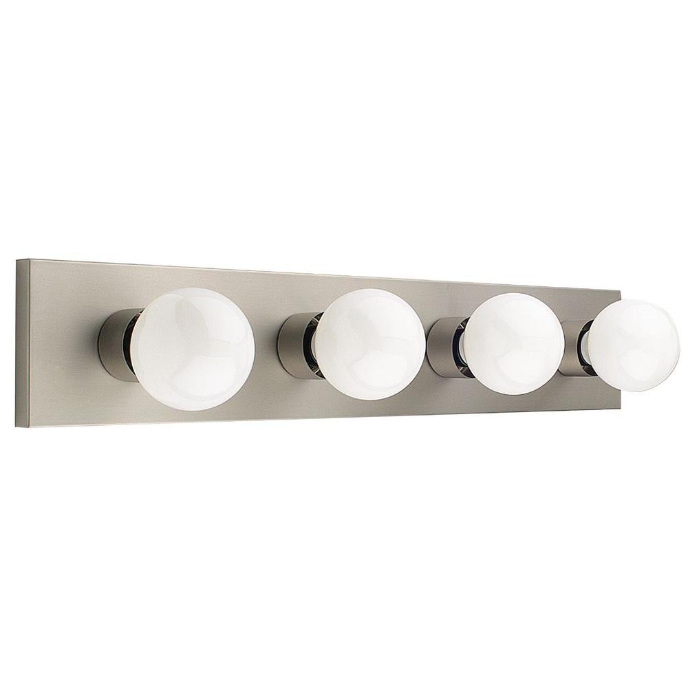 Luminance Hollywood 4Light Satin Nickel Bath BarF225353 The Home Depot