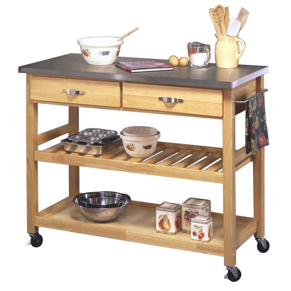 Homestyles Vineyard Natural Kitchen Cart With Stainless Top 5217 Kitchen Cart With Stainless Top 5217