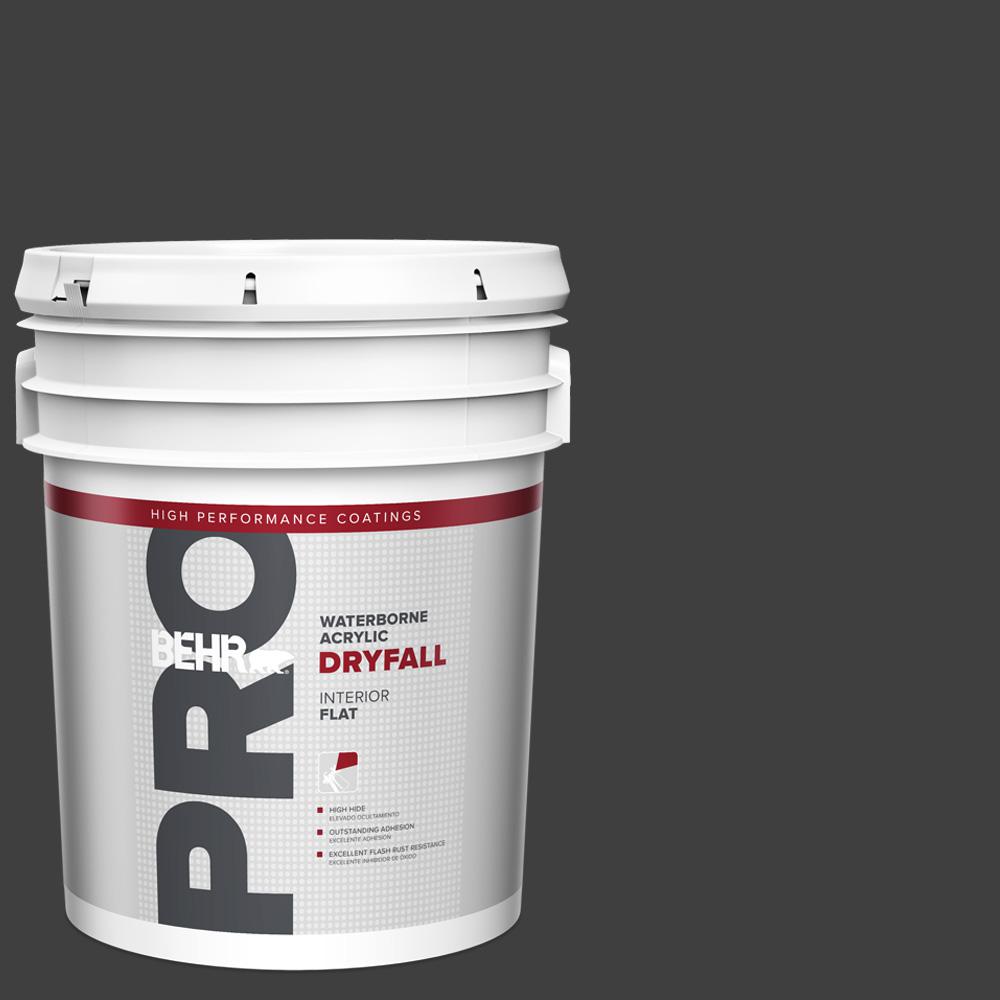 BEHR PRO 5 gal. Black Flat Waterborne Acrylic Dryfall Interior Paint