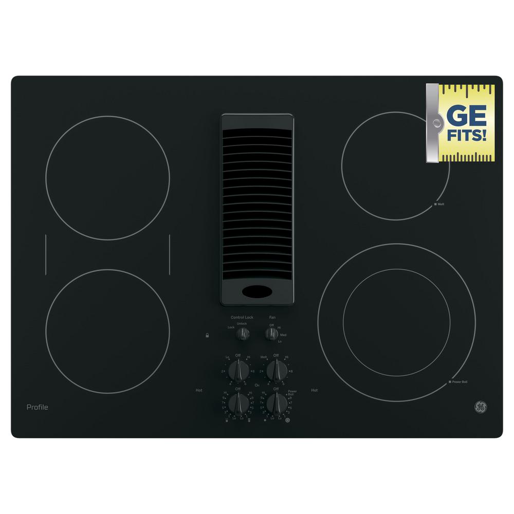 Ge Profile 30 In Radiant Electric Downdraft Cooktop Black With 4 This Cooktop Ge