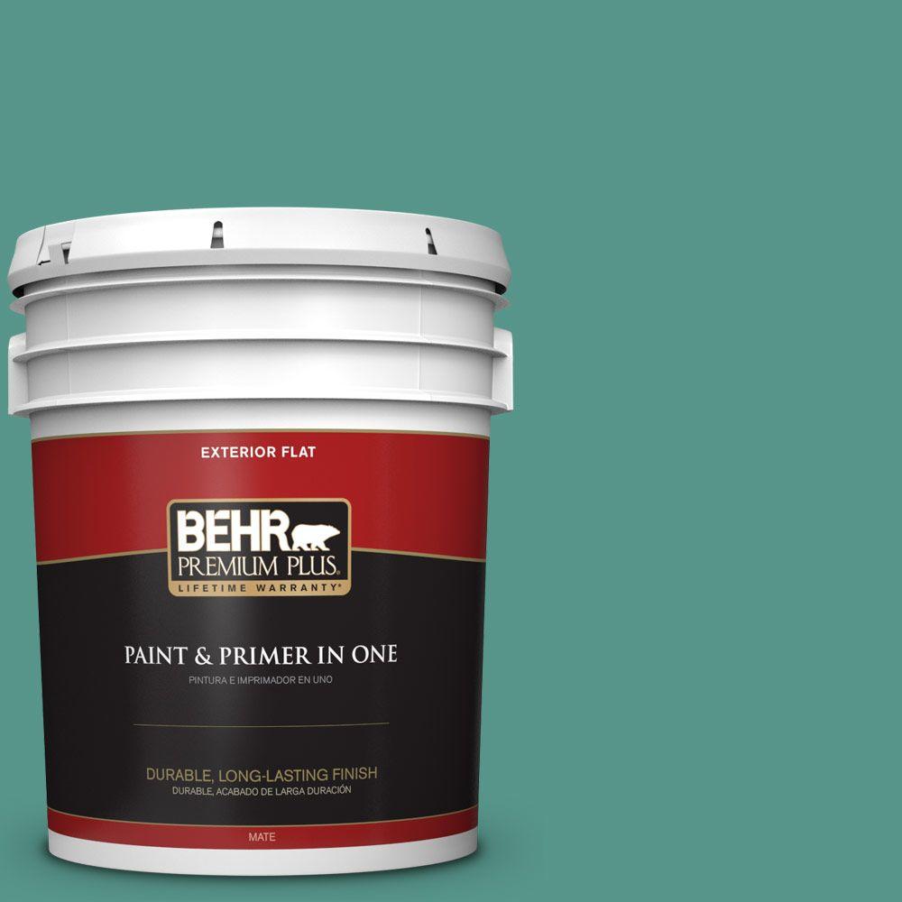 BEHR Premium Plus 5gal. 490D6 Thermal Spring Flat Exterior Paint