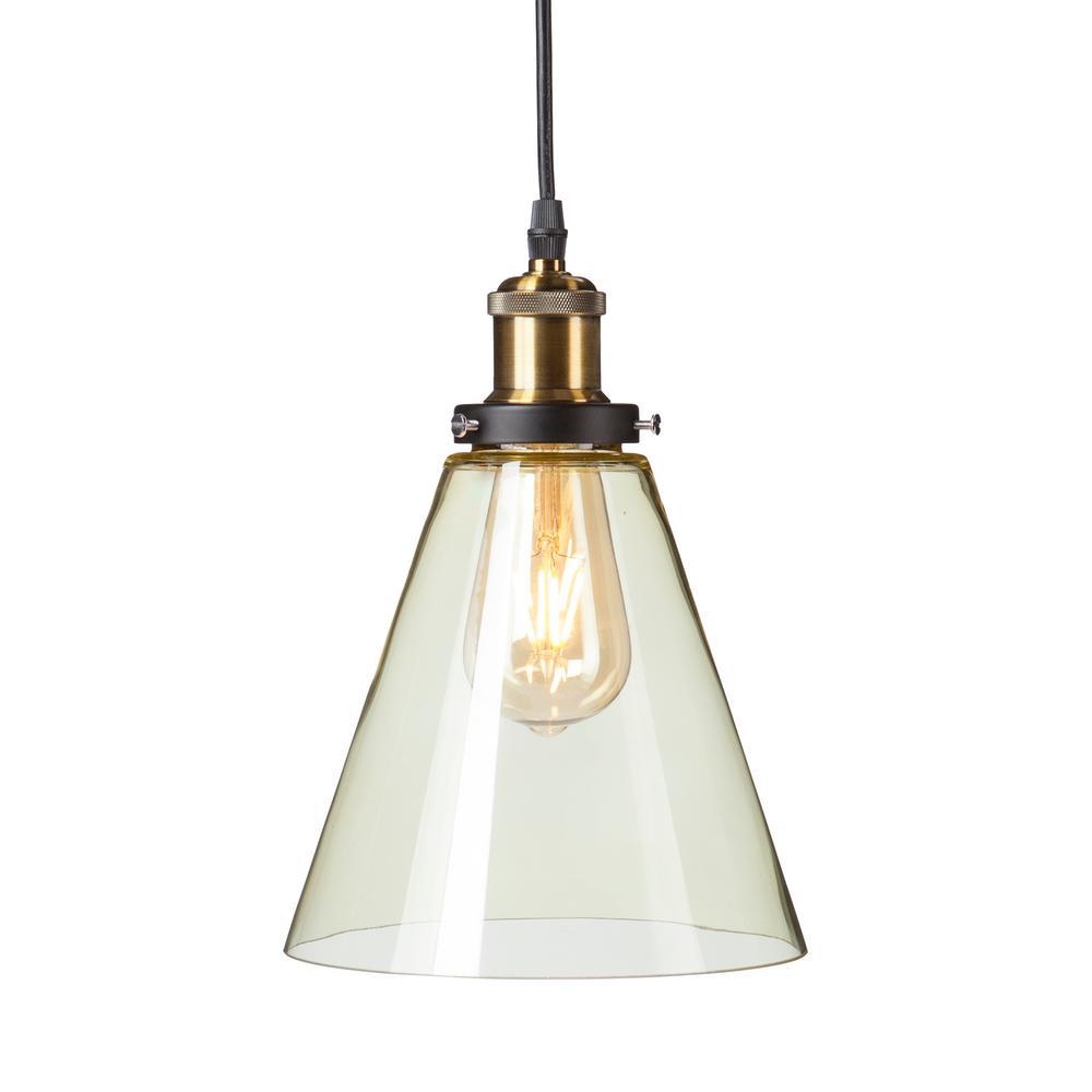 Yellow Mini Pendant Lights Lighting The Home Depot Murphy 1 Light Champagne Amber Colored Gl Mini Pendant Lamp