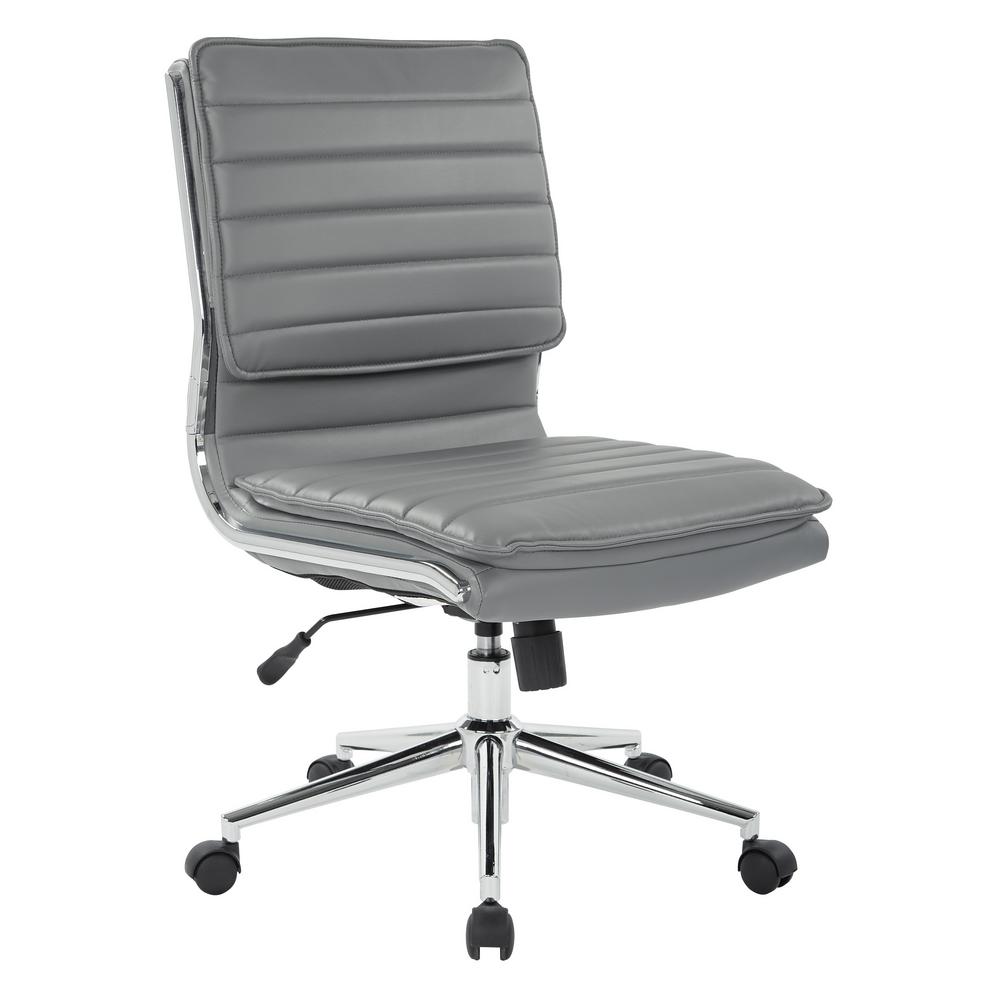 White Office Chairs Home Furniture The Depot Armless Mid Back Manager S Faux Leather Chair In Charcoal With Chrome