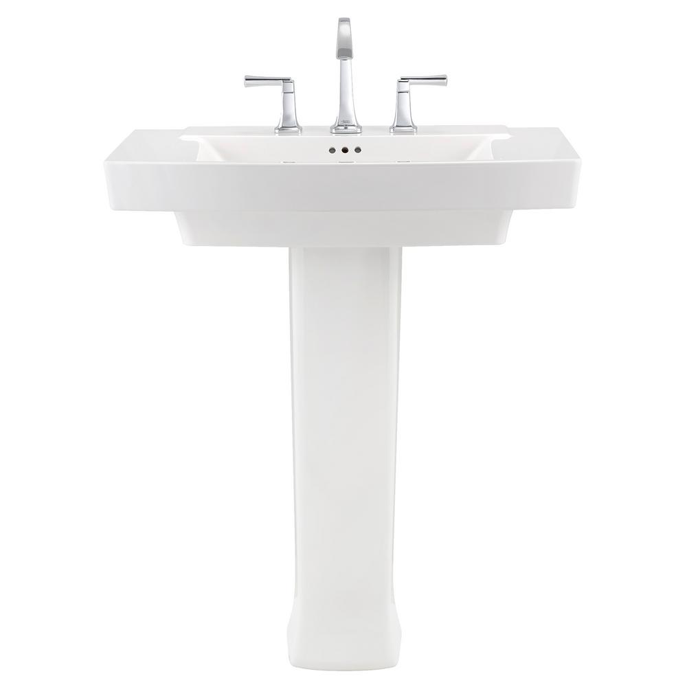 American Standard White Fireclay Pedestal Sinks Bathroom