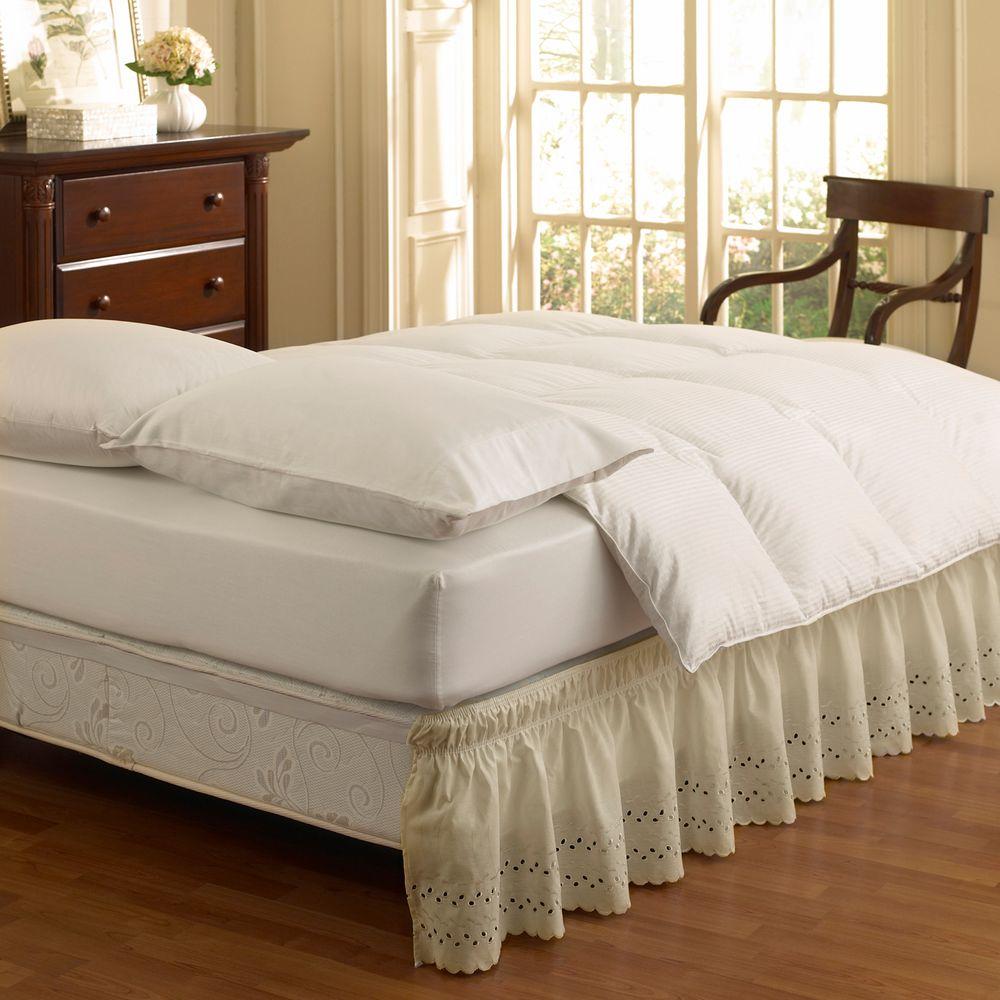 Easy Fit Ruffled Wrap Around Off White Eyelet Full Bedskirt Easy Fit Ruffled Wrap Around Off White Eyelet Full Bedskirt