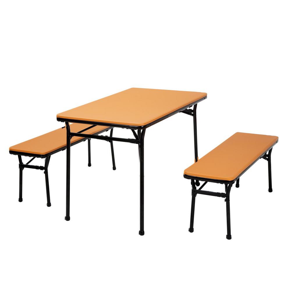 Cosco 3-Piece Orange Folding Table and Bench Set-37331ONB1E - The Home