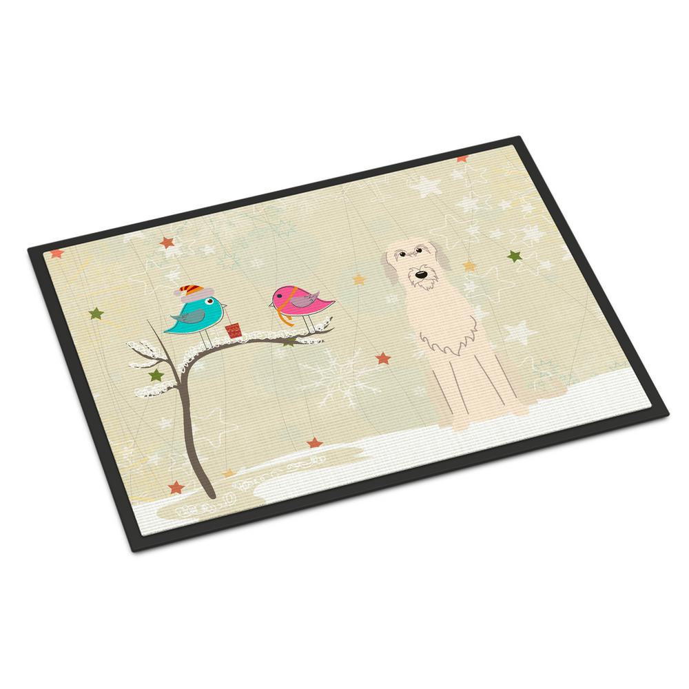 Carolines Treasures Merry Christmas Irish Wolfhound Door Mat Multicolor