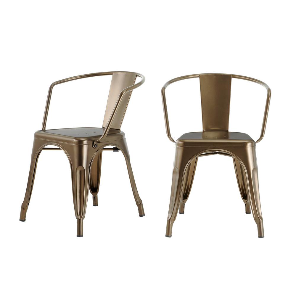 Stylewell Stylewell Bronze Metal Dining Chair Set Of 2 20 28 In W X 28 35 95 In H Cm805 18 Brz The Home Depot