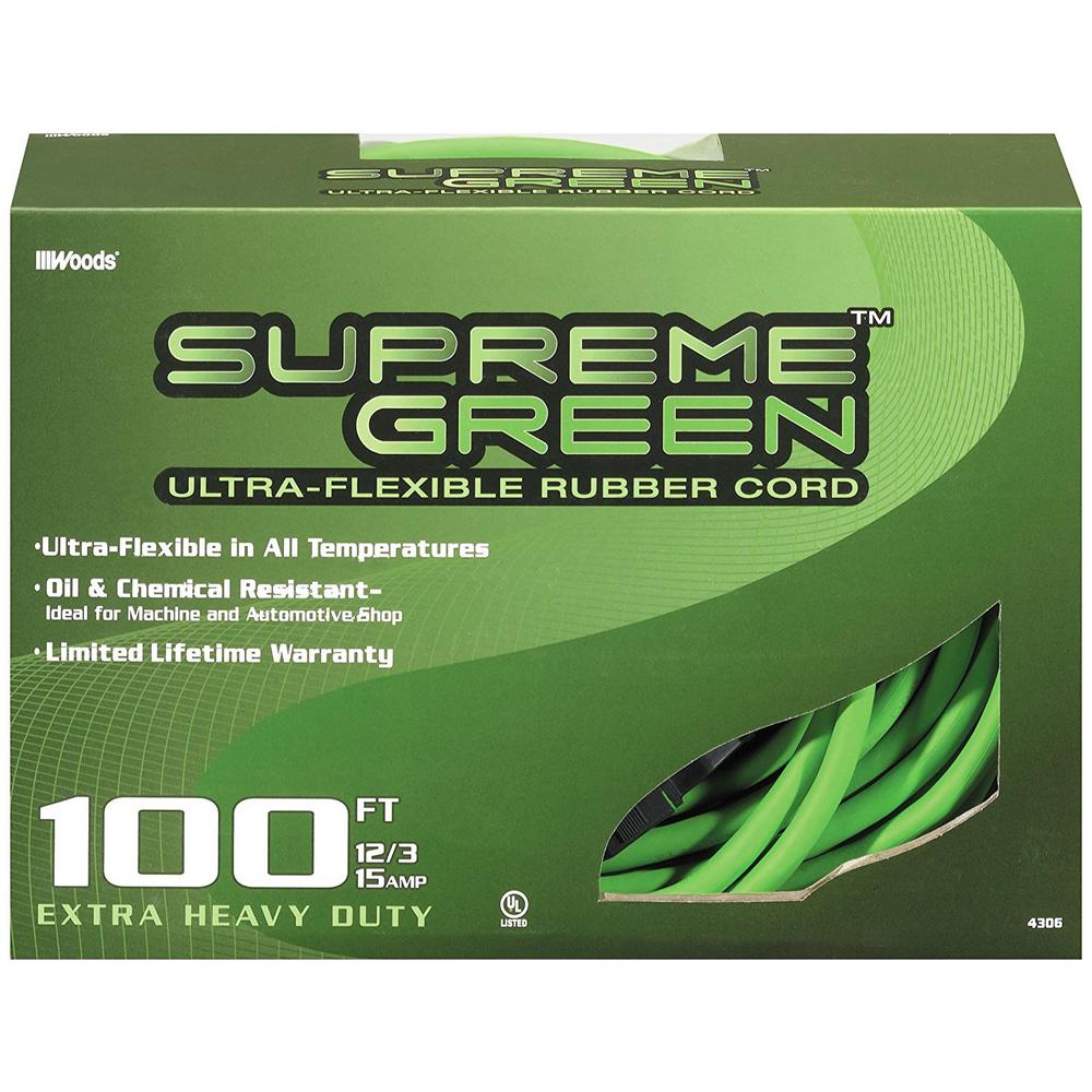 Southwire 100 ft. 12/3 SJOW Ultra-Flex Supreme Green Rubber Outdoor Medium-Duty... by Southwire