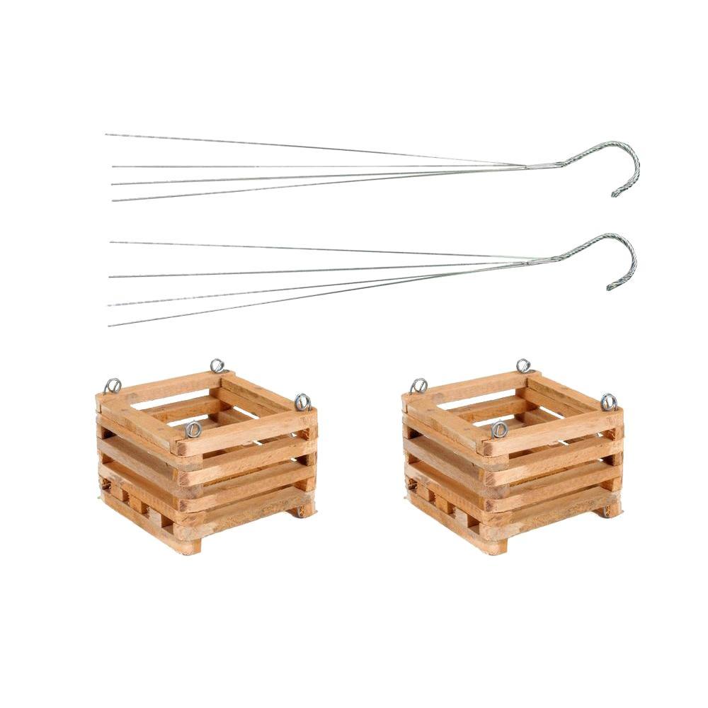 Better Gro 6 In Wooden Square Hanging Baskets 2 Pack 52715 Wooden Square Hanging Baskets