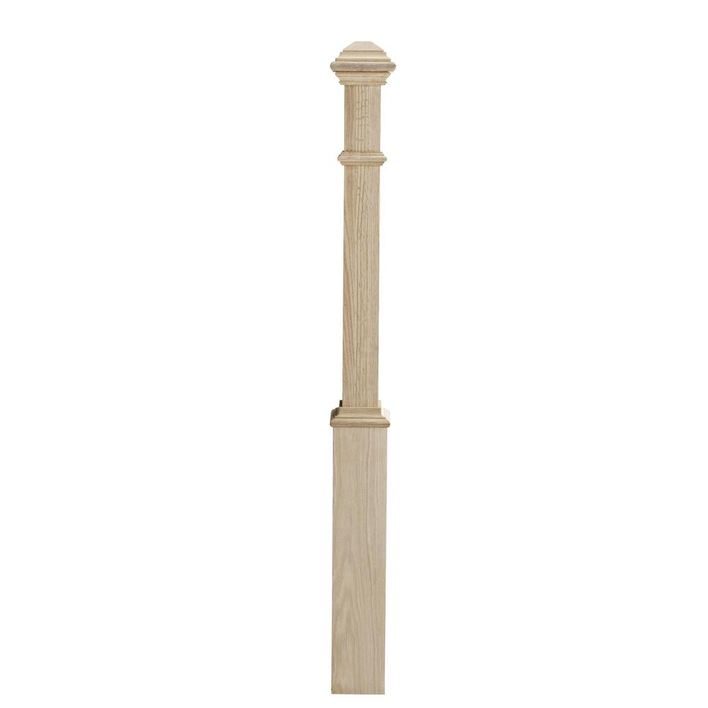 Colonial Elegance Victorian 55 in. x 4 in. x 4 in. Unfinished Oak Box Newel, Natural