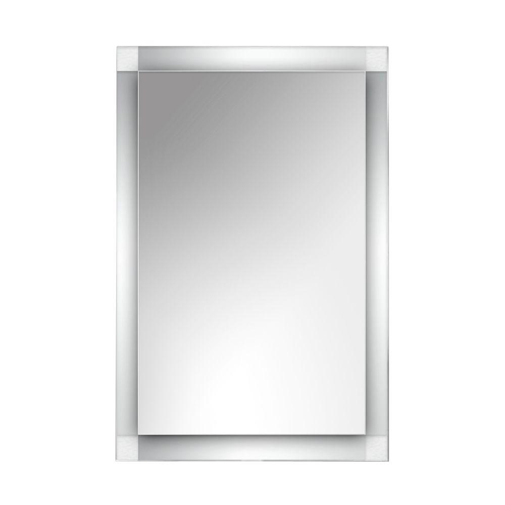 Garrido Bros Co 20 In W X 28 L Frameless Single Rectangular Bath Mirror With Etched White Border And Light Fixture