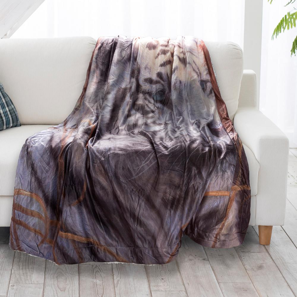 Lavish Home MultiColor Tiger Print Sherpa Fleece Blanket64TIGER The Home Depot