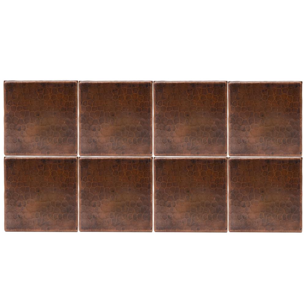 Premier Copper Products 4 In X Hammered Decorative Wall Tile Oil Rubbed Bronze 8 Pack