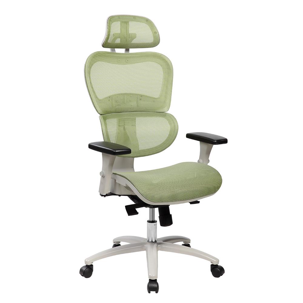 Techni Mobili Green High Back Mesh Office Executive Chair With Neck Green High Back Mesh Office Executive Chair With Neck Support