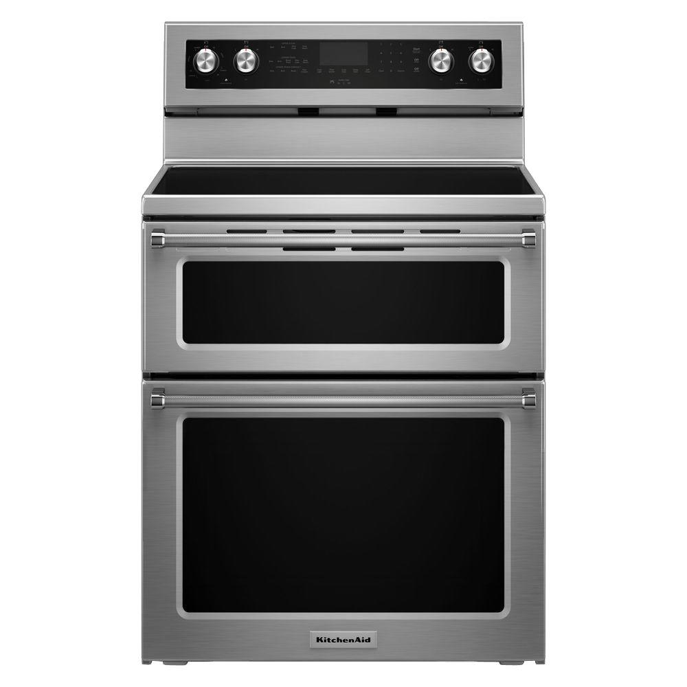Electric Ranges The Home Depot 6 7 Cu Ft Double Oven Electric Range With