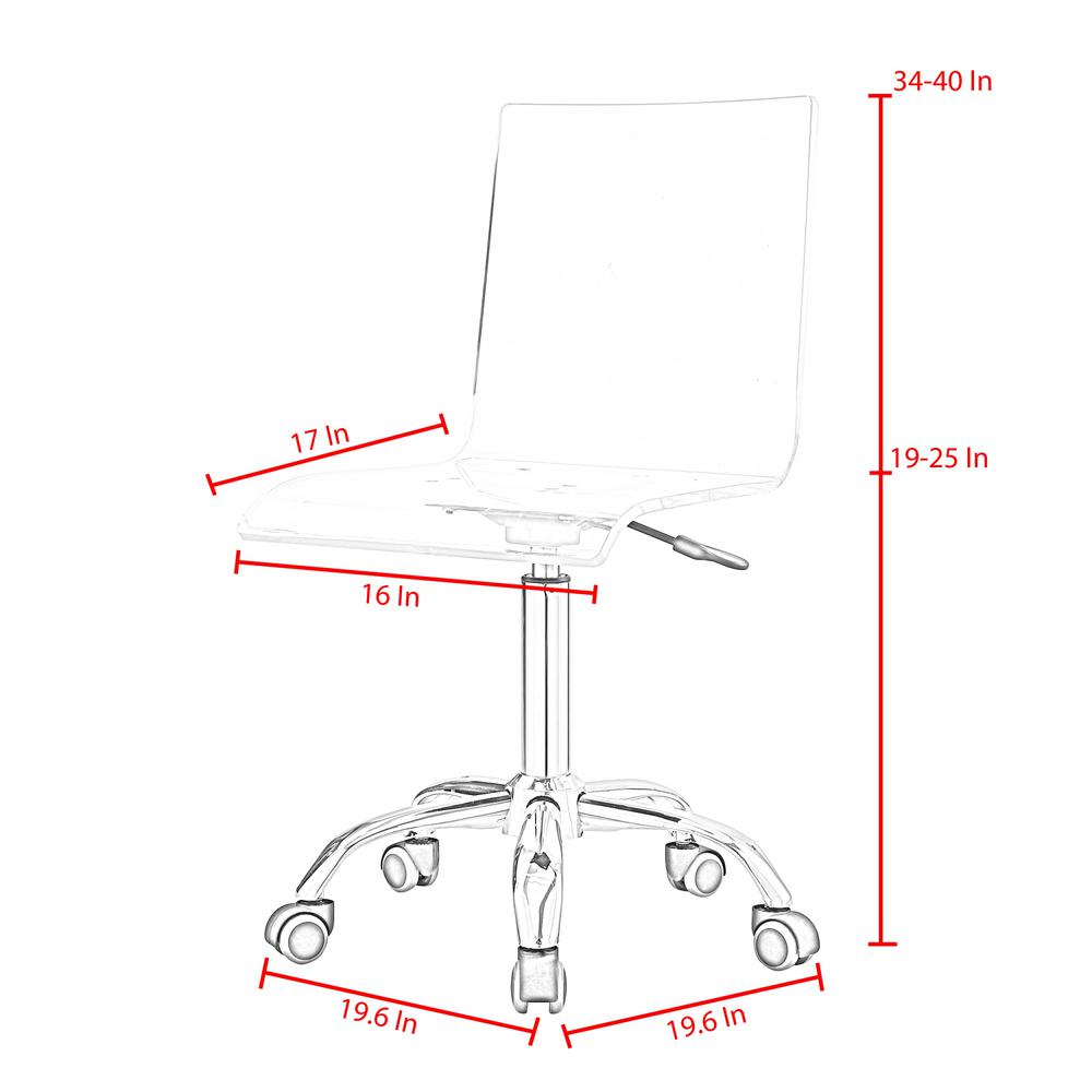 Inspired Home Caspian Clear Gold Desk Chair With 5 Star Stainless Caspian Clear Gold Desk Chair