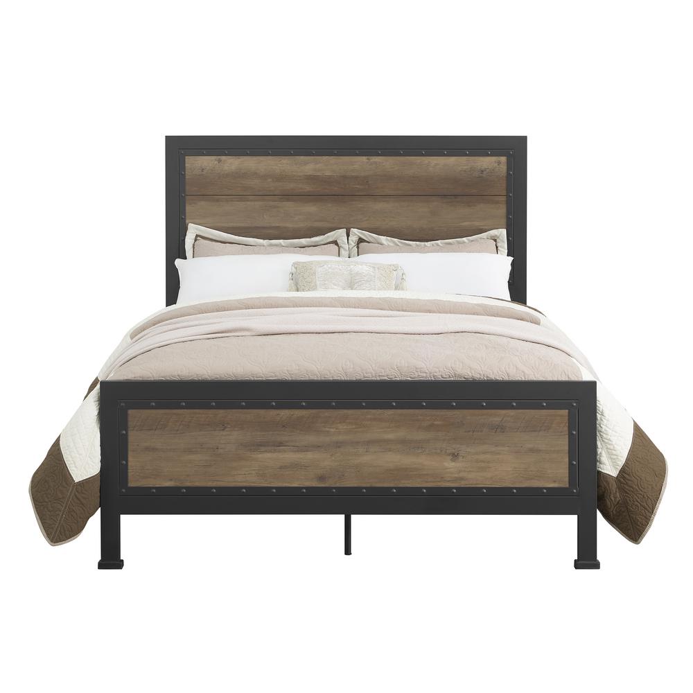 Walker Edison Furniture Company Queen Size Rustic Oak Walker Edison Furniture Company Queen Size Rustic Oak Wood And Metal Bed