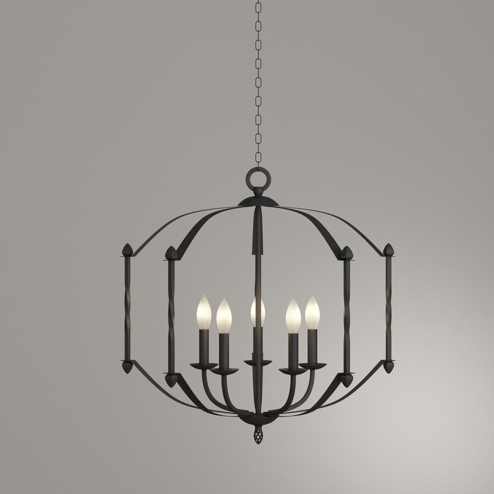 Progress Lighting Greyson Collection 5 Light Black Chandelier