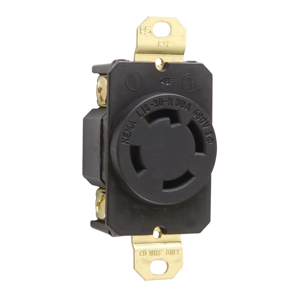 P/&S 30 Amp 30Y,120//208v NEMA L21-30R Flush Mount Locking Receptacle, 3P 4W