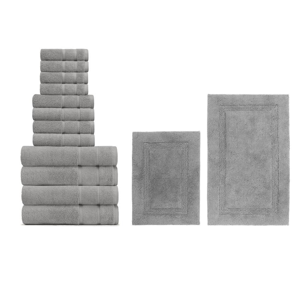 Nautica Belle Haven And Ton 14 Piece Gray Solid Cotton Bath Belle Haven And Ton 14 Piece Gray