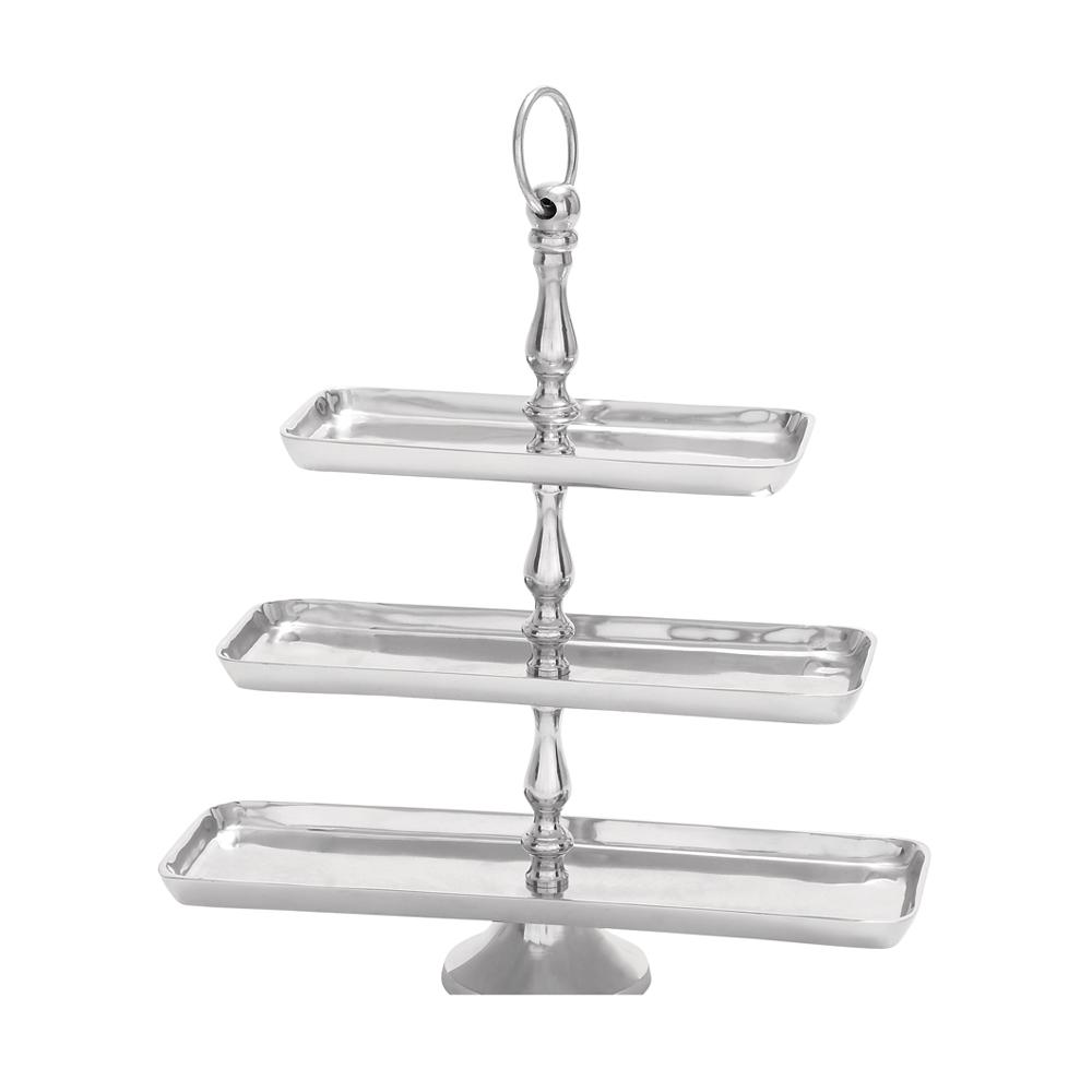 Litton Lane 19 In Polished Silver Aluminum 3 Tiered Rectangular