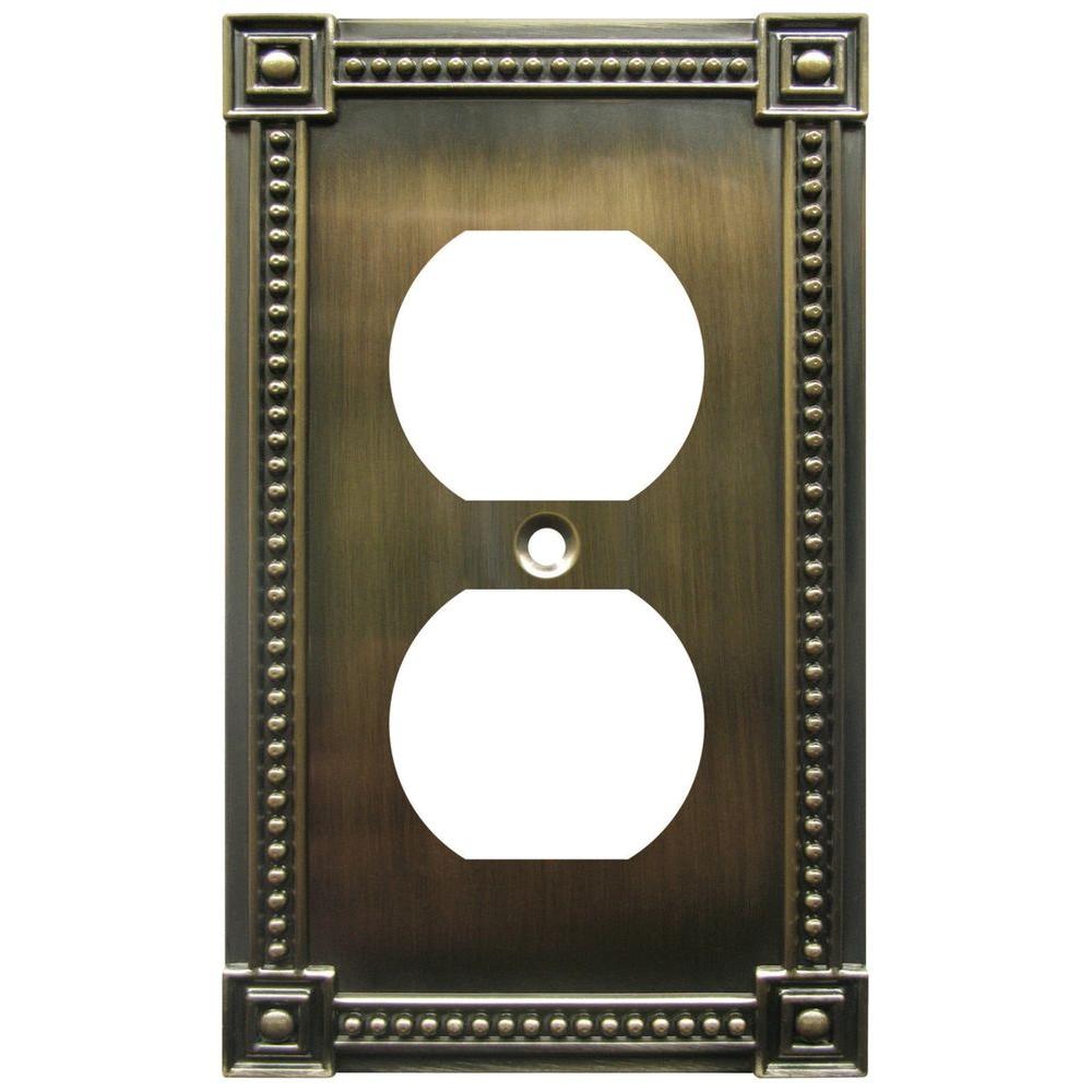 Amerelle Traditional 1 Duplex Wall Plate - Brushed Brass-92DBB - The